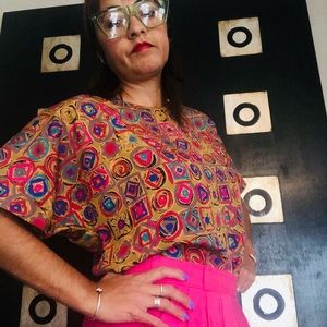 Vintage gold and pink blouse